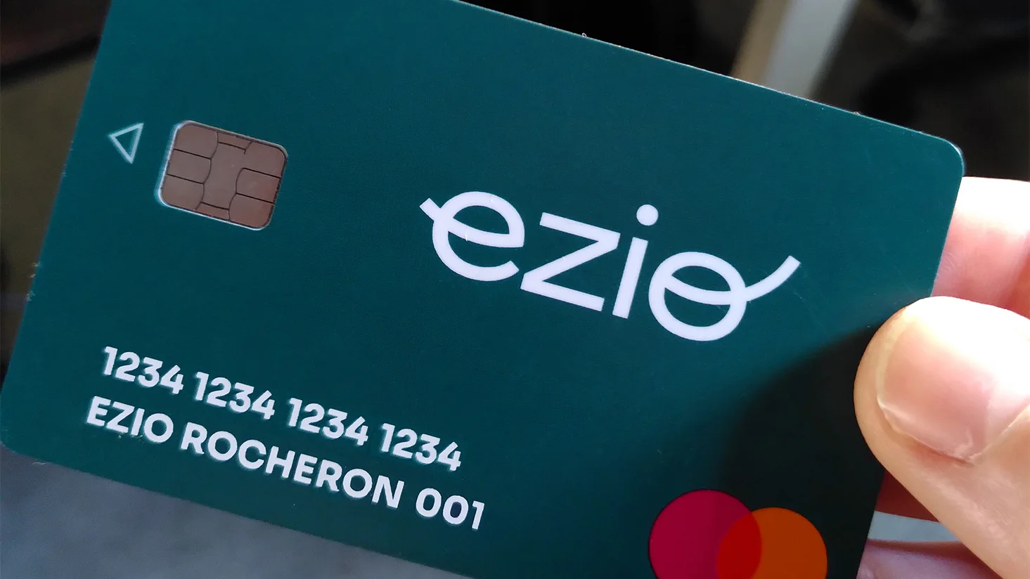 Credit card flocked with Ezio's logotype