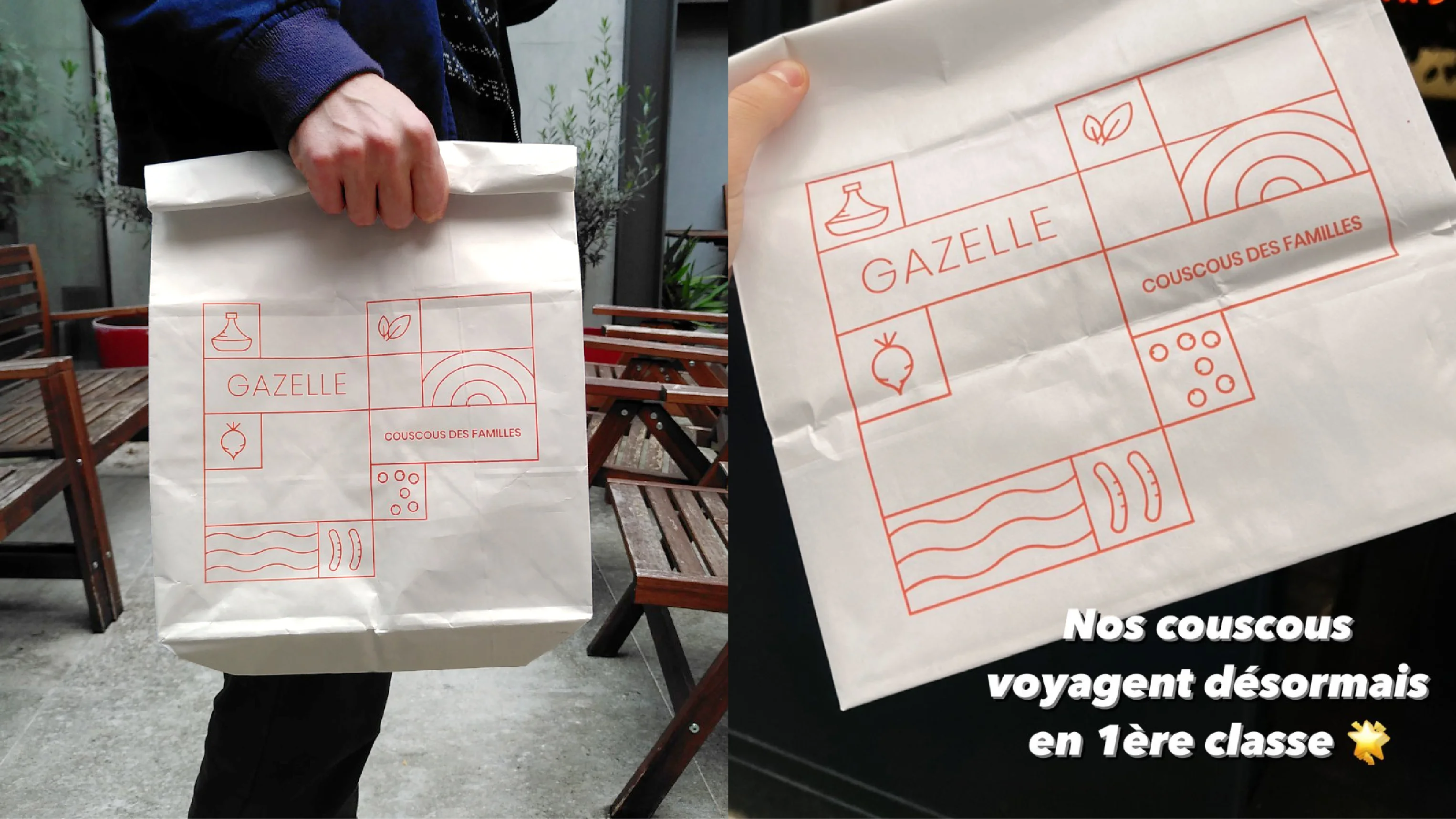 kraft bags for Gazelle restaurant's deliveries