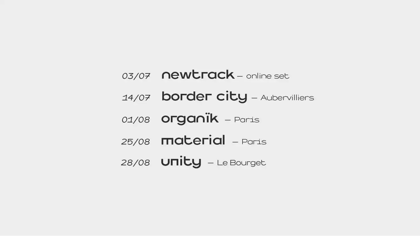 Typographic composition showing Raincoat's alternative set n°2
